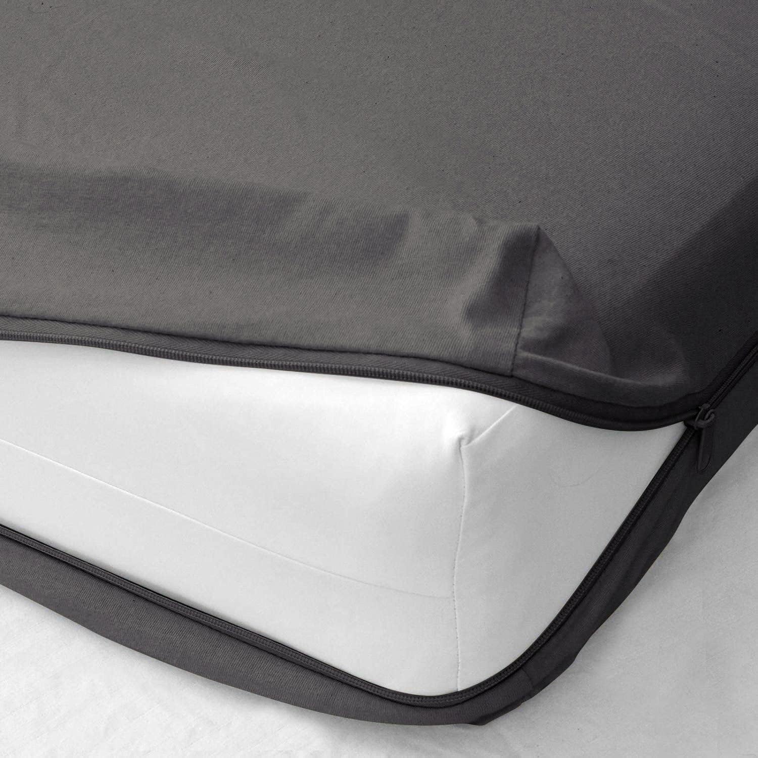 Zipper Fitted Sheet 1 Piece - 18 Inch Deep Pocket - Extra Soft & 100% Microfiber Bed Mattress Cover & Protectors with Zip Fastening - Dark Gray Solid, King Size.