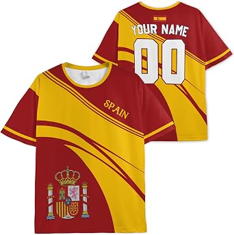 Custom Spain Soccer Jersey - Personalized Espana Fan Pride Sport Shirts Number Name Soccer Uniform Gifts for Men Women