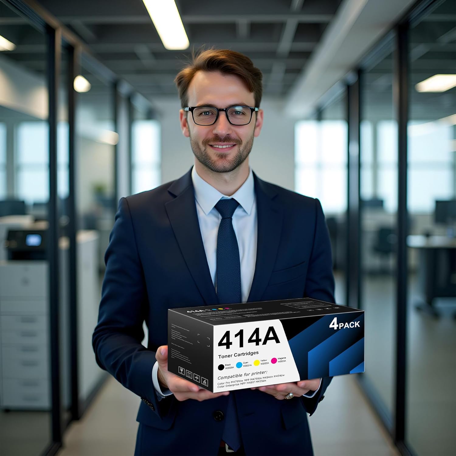 414A Toner Cartridges 4 Pack Replacement for HP 414A W2020A W2021A W2022A W2023A Work with Color Pro MFP M479fdw M479fdn M454dw M454dn Enterprise M480f M455dn Printer Ink 414A