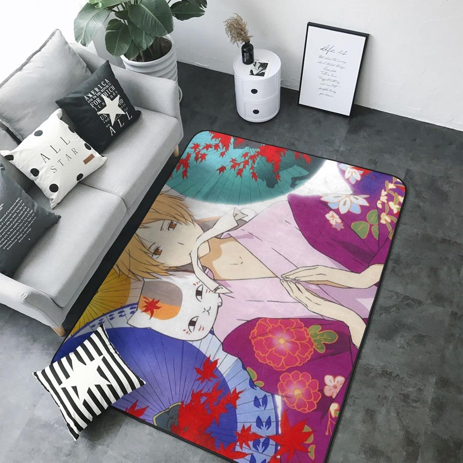 ニャンコ先生 夏目友人帳 小さなカーペットハンサムな北欧スタイルのファッション滑り止めウォッシャブル厚い滑り止めシンプルな毛布フォー カーペット  夏目友人帳 ニャンコ先生 猫 アニメ ラグカーペット ラグラグマット 防音マット ホットカーペット 絨毯 フロアマット ...