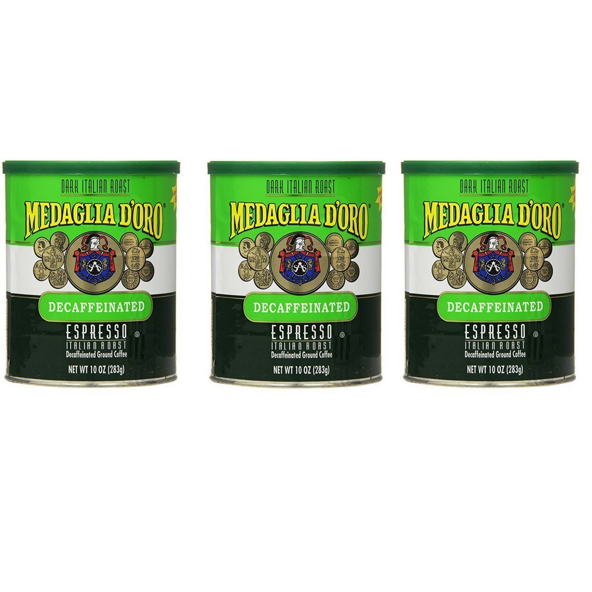 Medaglia D'Oro Italian Roast Decaffeinated Espresso Coffee, 10 Ounce (Pack of 3)