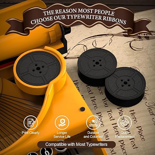 Miniatura 3 de 2 pares de cintas para máquina de escribir  Cinta de tinta negra y roja para máquinas de escribir manuales, adecuada para máquinas de escribir