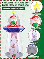 Vista 3 de Kalolary Inflables de Navidad de 8 pies para decoración al aire libre, OVNI inflable con Papá Noel, decoración de patio, luces LED integradas