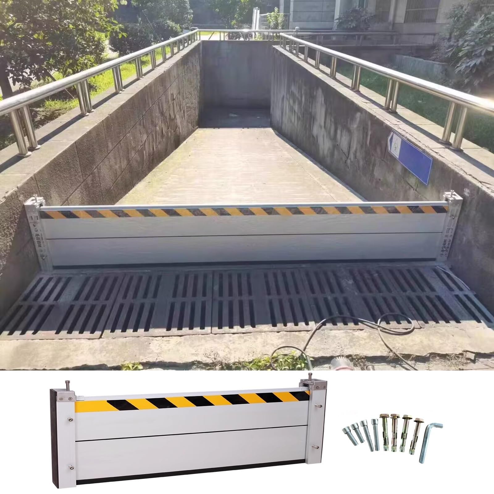 Barrière anti-inondation réutilisable de 130 cm pour porte de garage et allée en descente
