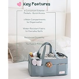 Lily Miles Baby Diaper Caddy Organizer, Wipeable Diaper Organizer Basket with 8 Pockets for Newborn Essentials, Nursery Tote Bag for Changing Table & Car Organization (Willow Green, Large)