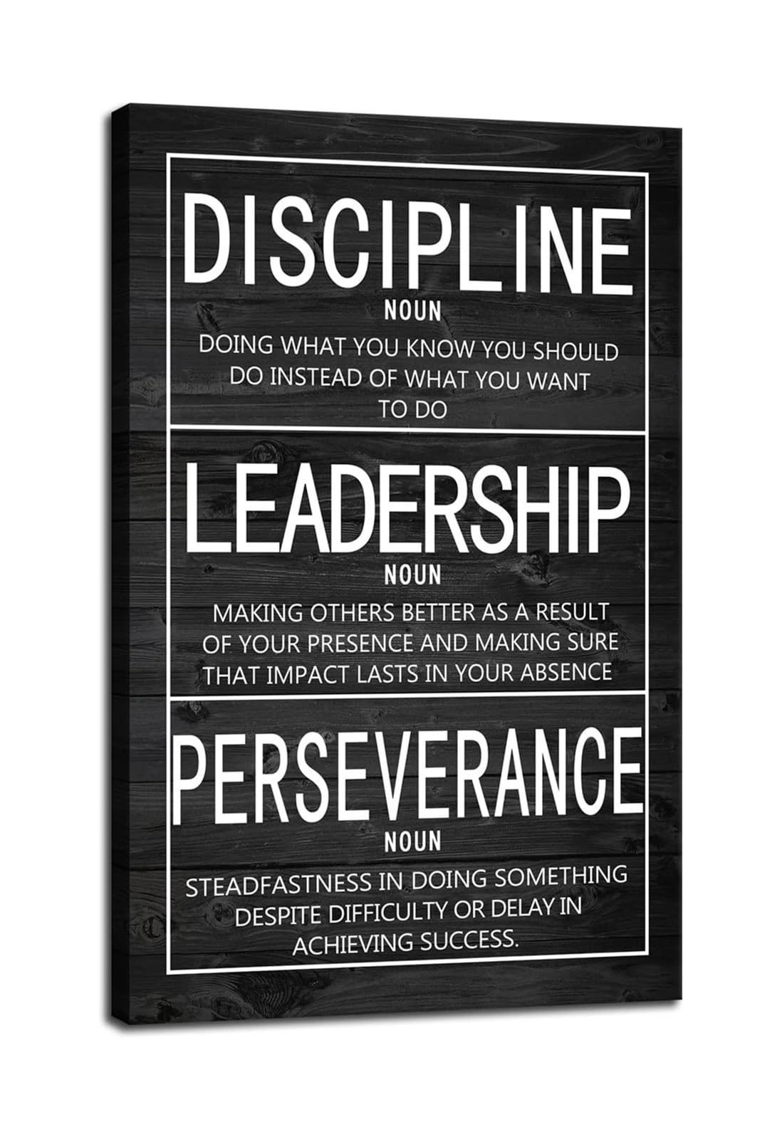 IDGTTLDF Discipline Leadership Perseverance Definition Poster Inspirational Wall-Art Motivational Print Success Mindset Canvas Art for Office Home Decor Framed,12X18inch(30X45cm)
