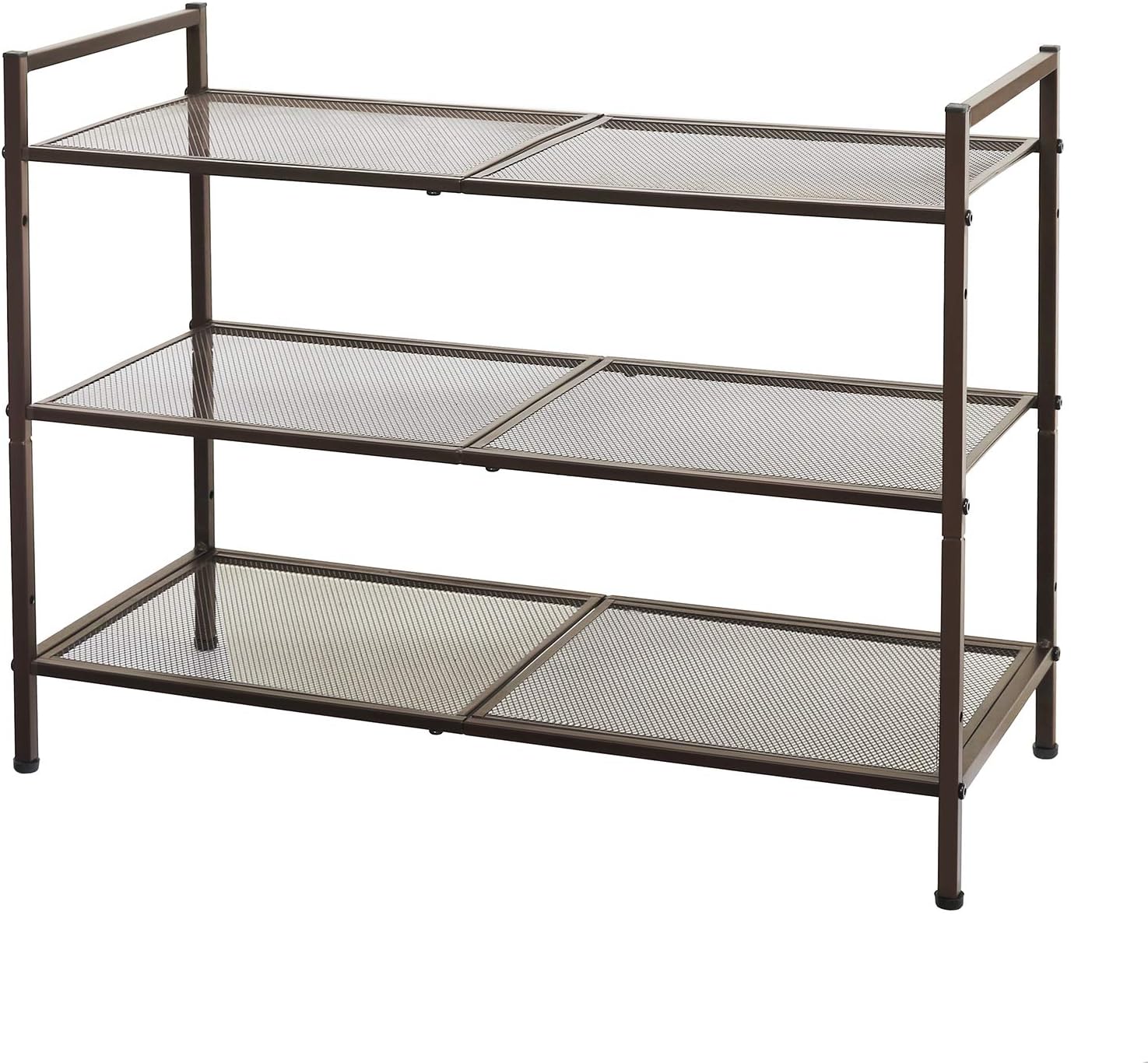 SONGMICS 3-Tier Shoe Rack, Stackable and Adjustable Shoe Rack for Closets, 9-12 Pairs of Shoes, Metal Shoe Rack Storage, for Entryway, Living Room, Bathroom, Bronze ULMR17A