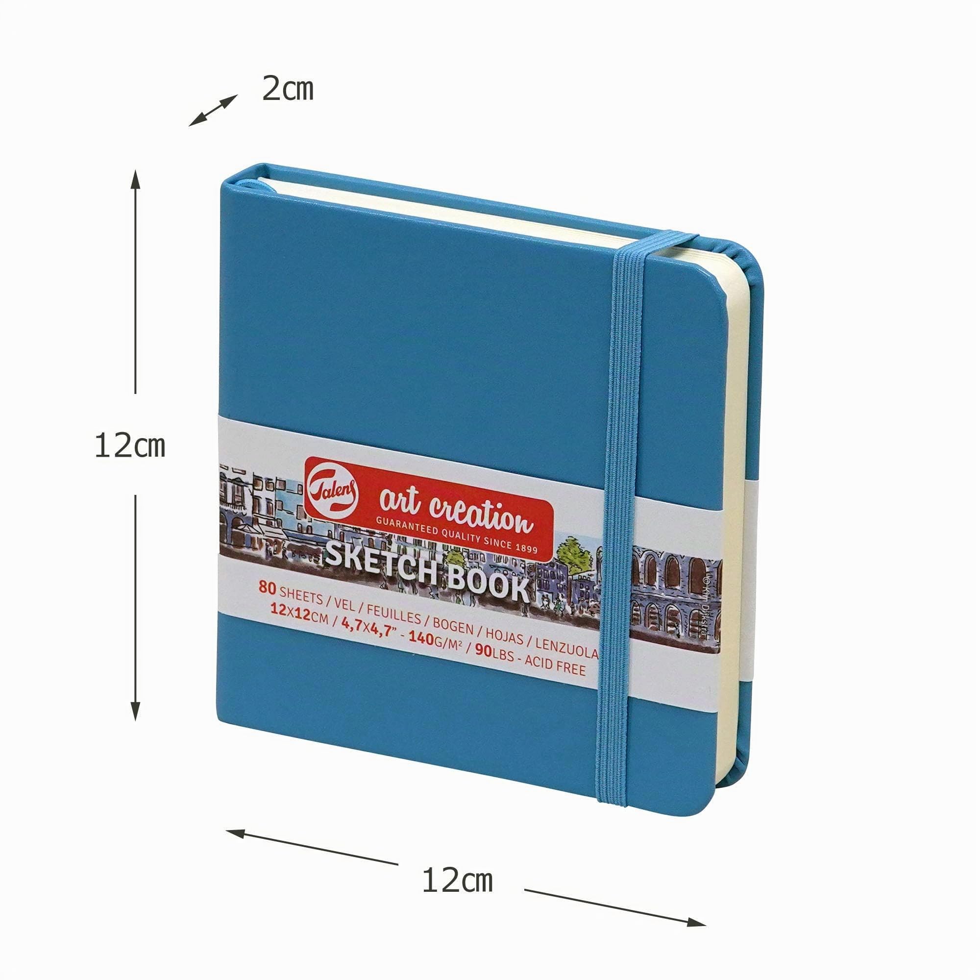 Talens Art Creation Sketchbook - Azul lago - 12x12cm - 140g - 80 Hojas - Encuadernación Rústica - Papel de dibujo multiusos