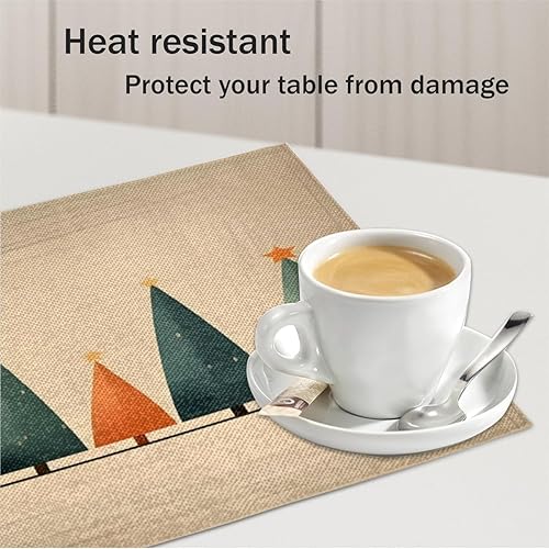 Miniatura 5 de Juego de 4 manteles individuales modernos con textura navideña, lavables, impermeables, para decoración de mesa de comedor, 18 x 12 pulgadas