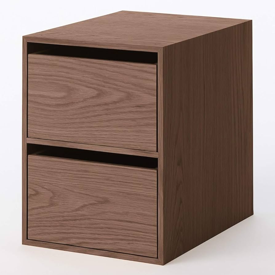 新品未開封！【廃盤品】無印良品 オーク材 木製収納ケース2段 まとめ買い割引 Amazon｜無印良品 木製収納ケース・引出式・2段・ワイド・オーク