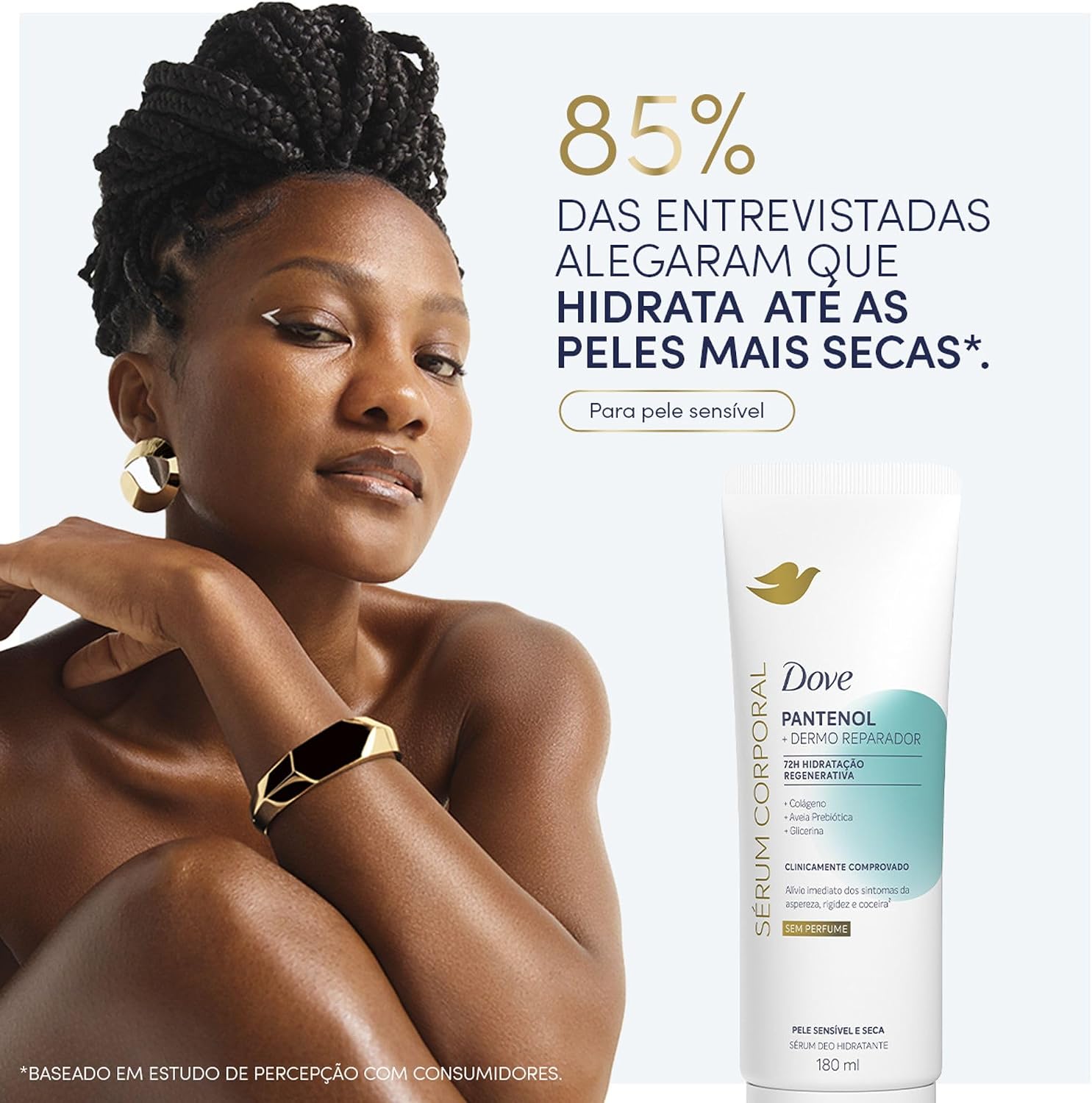 Dove Sérum Hidratante Corporal sem Perfume Pantenol + Dermo Reparador 180ml