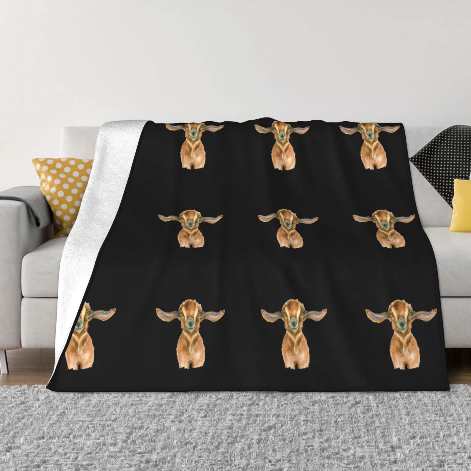 Couverture en flanelle chèvre anti-froid plaid doux pour lit et sofa