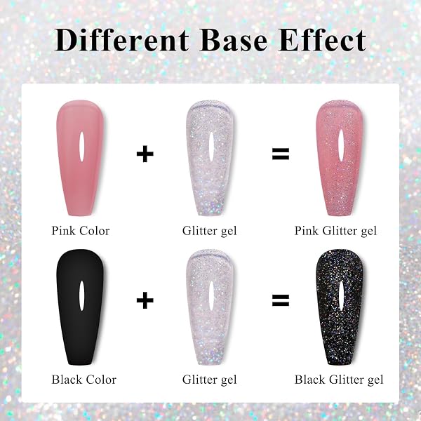 Ozzeal Clear Silver Iridescent Glitter Gel Nail Polish - Sparkle Shimmer Summer Rainbow Soak-Off LED/UV for Art & DIY Manicure 15ml - 2