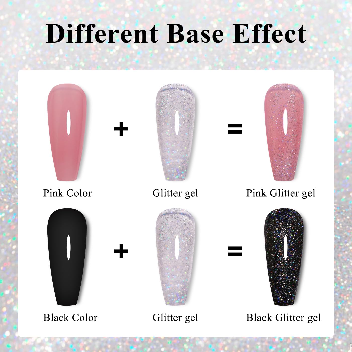 Ozzeal Clear Silver Iridescent Glitter Gel Nail Polish - Sparkle Shimmer Summer Rainbow Soak-Off LED/UV for Art & DIY Manicure 15ml — view 2
