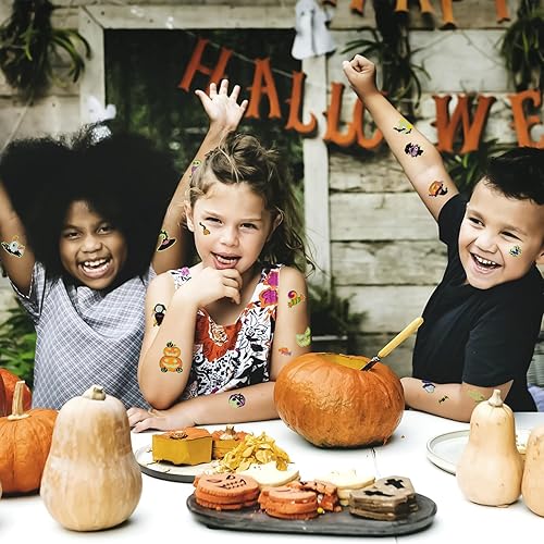 Miniatura 7 de 124 tatuajes temporales de Halloween que brillan en la oscuridad para niños, calcomanías de tatuaje falsas luminosas impermeables para fiesta de