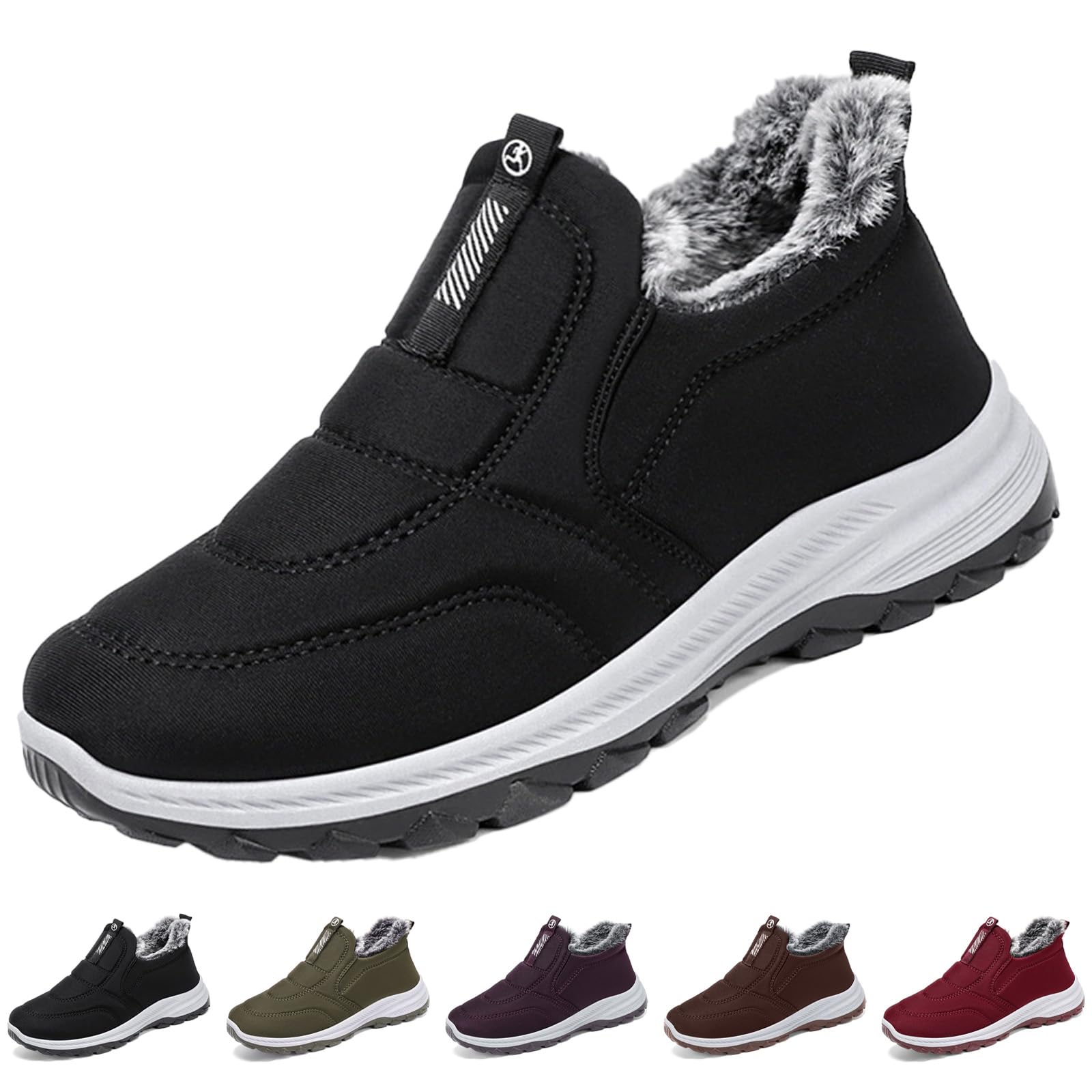Women Winter Snow Boots Waterproof Slip-On Fur Lined High Top Sneakers Comfortable Outdoor Thermal Ankle Booties