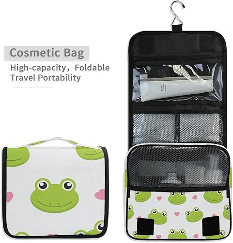 Miniatura 5 de Neceser colgante de viaje  Lindas ranas con corazones, bolsa de maquillaje cosmético, organizador para mujeres y niñas, impermeable