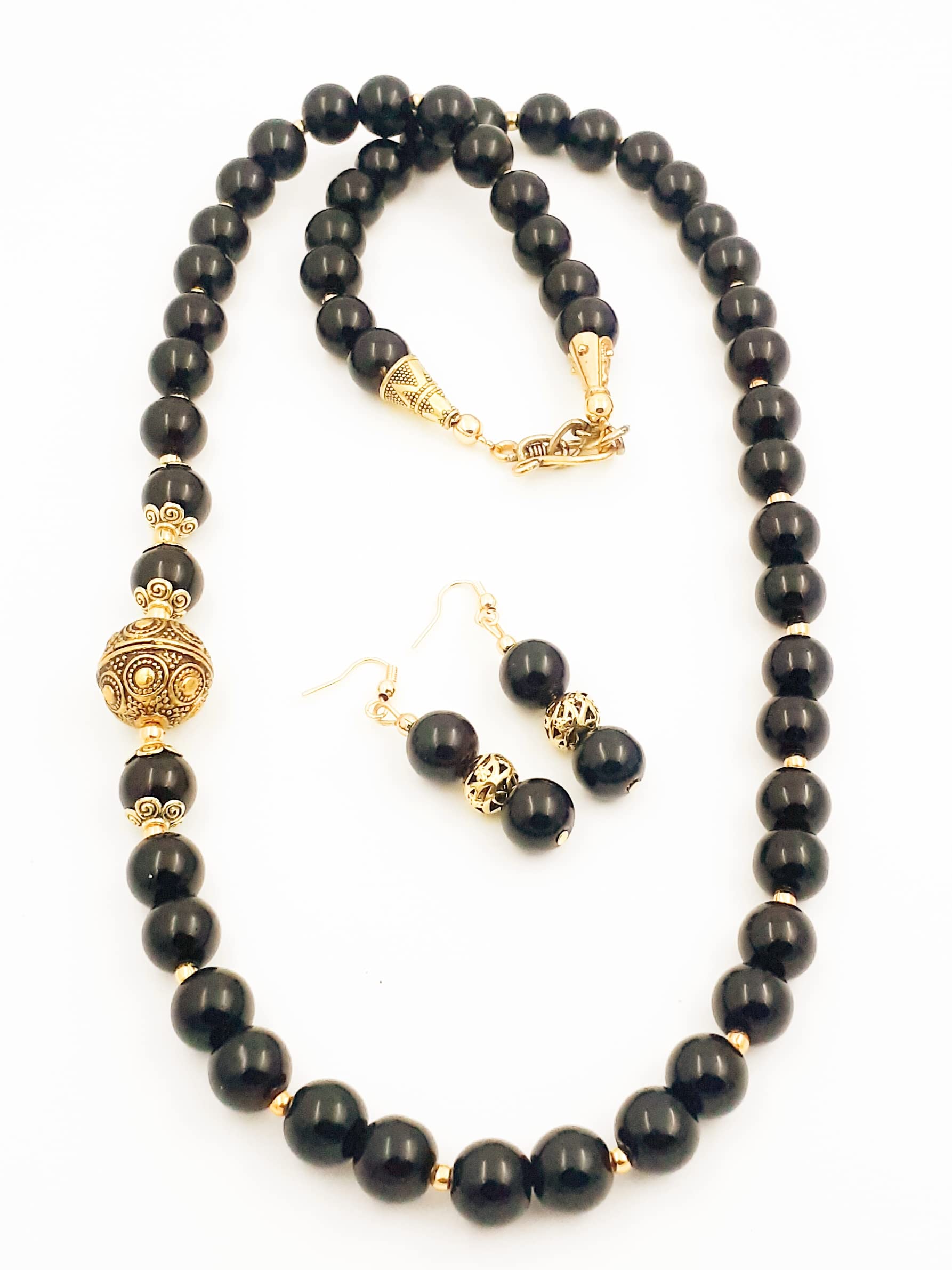 Sreevee handmade Black beads and oxidised gold alloy beads Jewellery Set for Women. (B09P1L339Y) Amazon Price History, Amazon Price Tracker