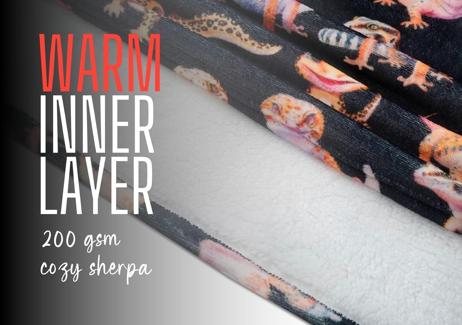 Leopard Gecko Gifts for Women Men, Wearable Flannel Blanket Hoodie, Oversized Flannel Hooded Blanket Sweatshirt, One Size