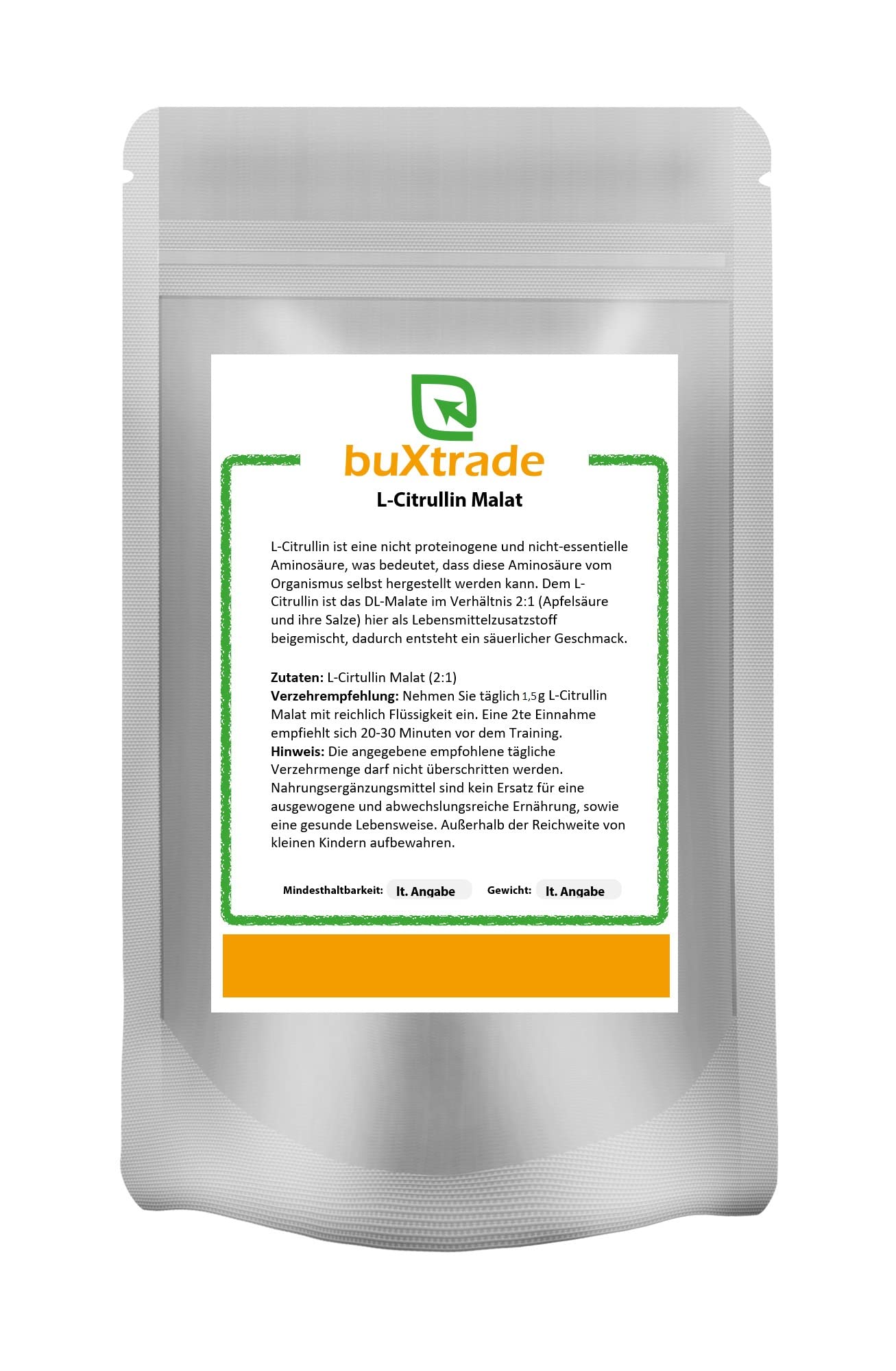 2 x 500 g L-Citrullin Malat Pulver | L Citrullin DL-Malat 2:1 | Pulverform 1 kg