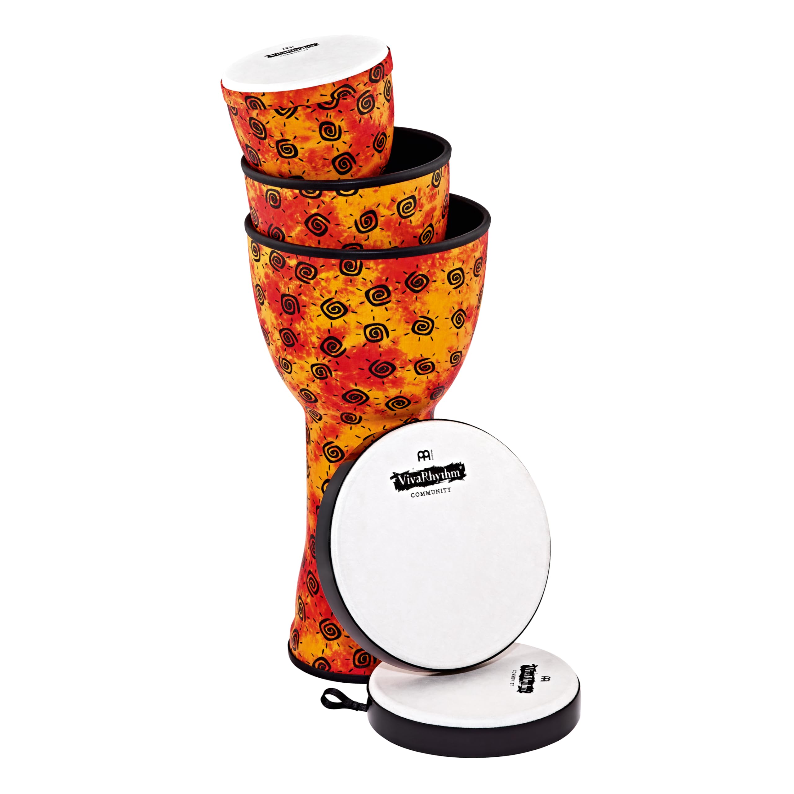 Meinl Percussion VivaRhythm Djembe Set - 3-teiliges Handtrommelset mit Kunststofffell - Durchmesser 8, 10 und 12 Zoll - Kunststoff, Mehrfarbig (VR-SDJSET-SH)