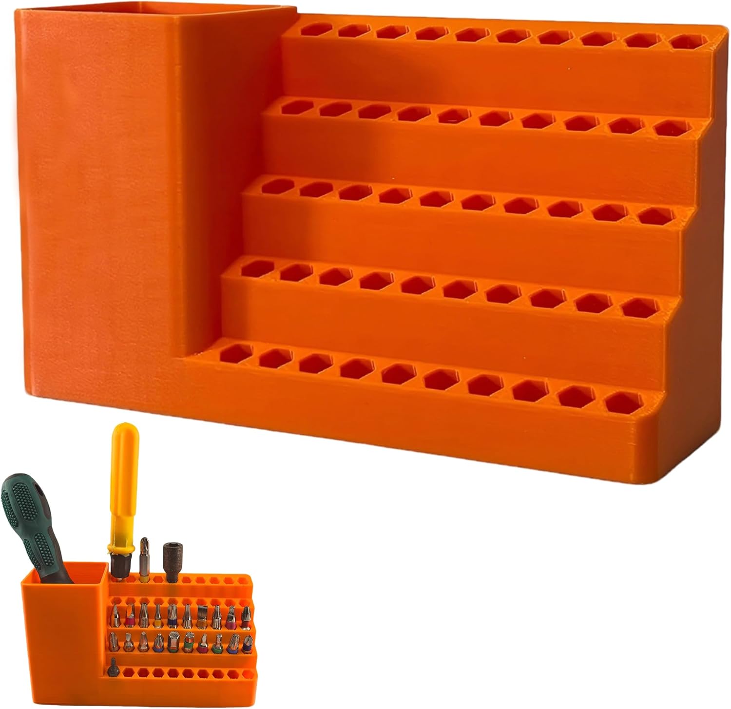 50 Slots Drill Bit Organizer Holder, 1/4" Hex Shaft Screwdriver Bits Storage Case with Wall Mount, Screw Bit Holder Storage Box for Garage Workshop