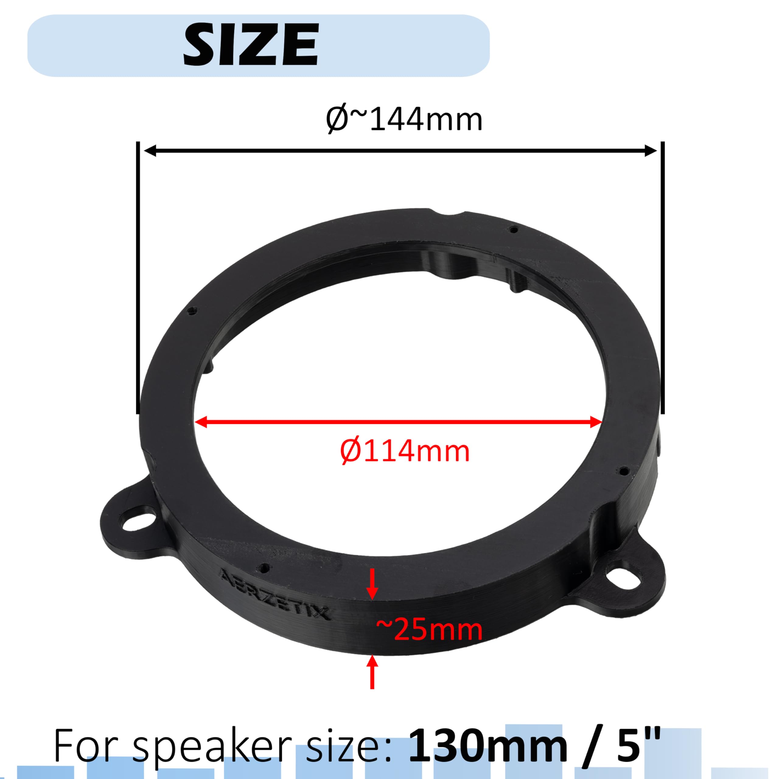 Aerzetix - Kit di 2 adattatori/supporti altoparlanti Ø130 mm | compatibili con Renault Wind E4M (porte anteriori), Mégane III, Dacia Logan Sandero (anteriore e posteriore), Sandero II (posteriore)