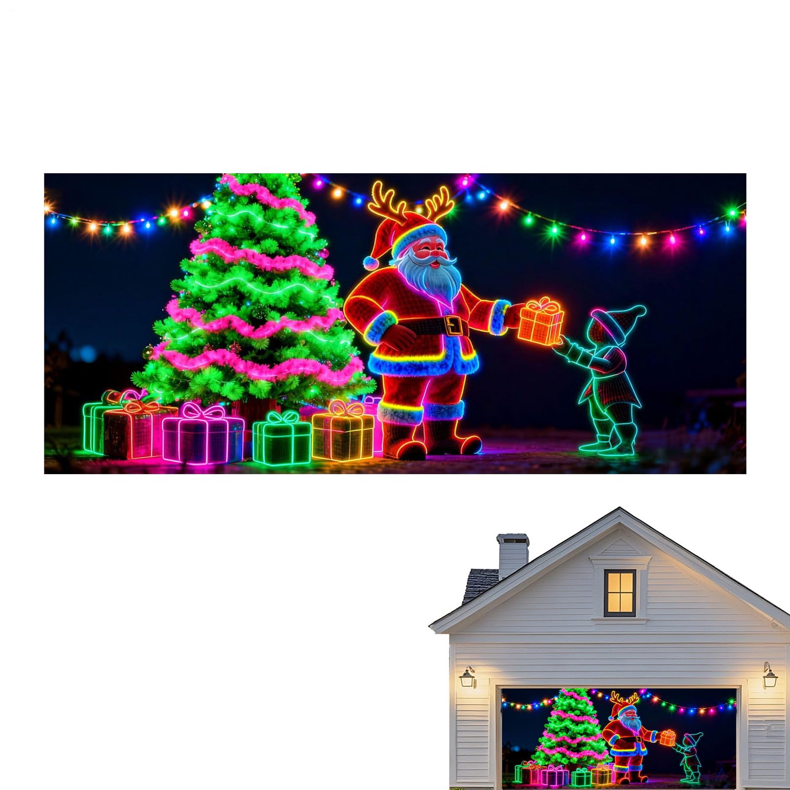 Bannière de Noël pour porte de garage et décor de fond pour photo de cour en famille