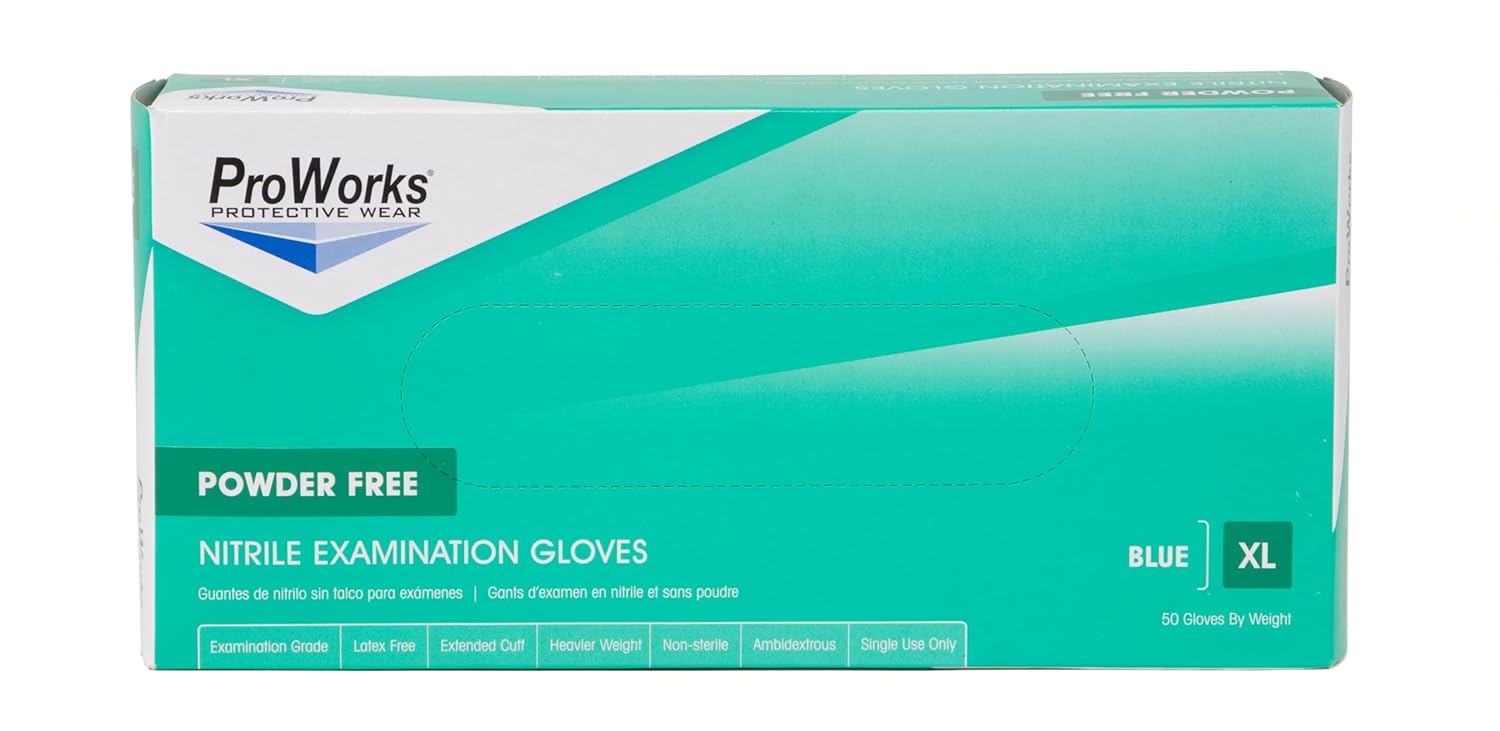 12" NITRILE EXAM POWDER FREE GLOVES BLUE-2XL 10/50