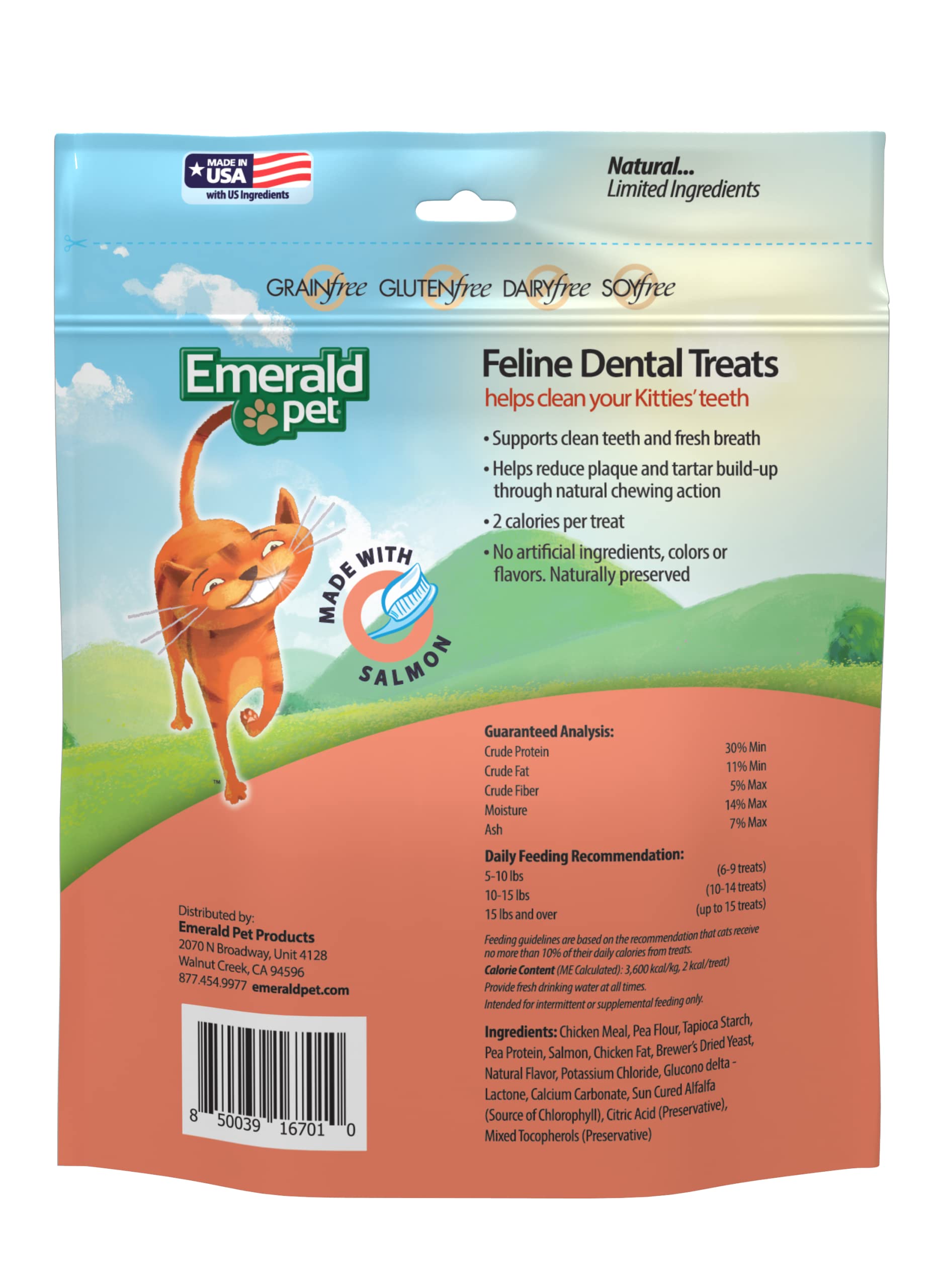 Feline Dental Treats — Tasty and Crunchy Cat Dental Treats Grain Free — Natural Dental Treats to Clean Cat Teeth, Freshen Breath, Reduce Plaque and Tartar Buildup — Salmon Treats, 32 oz (32 oz)