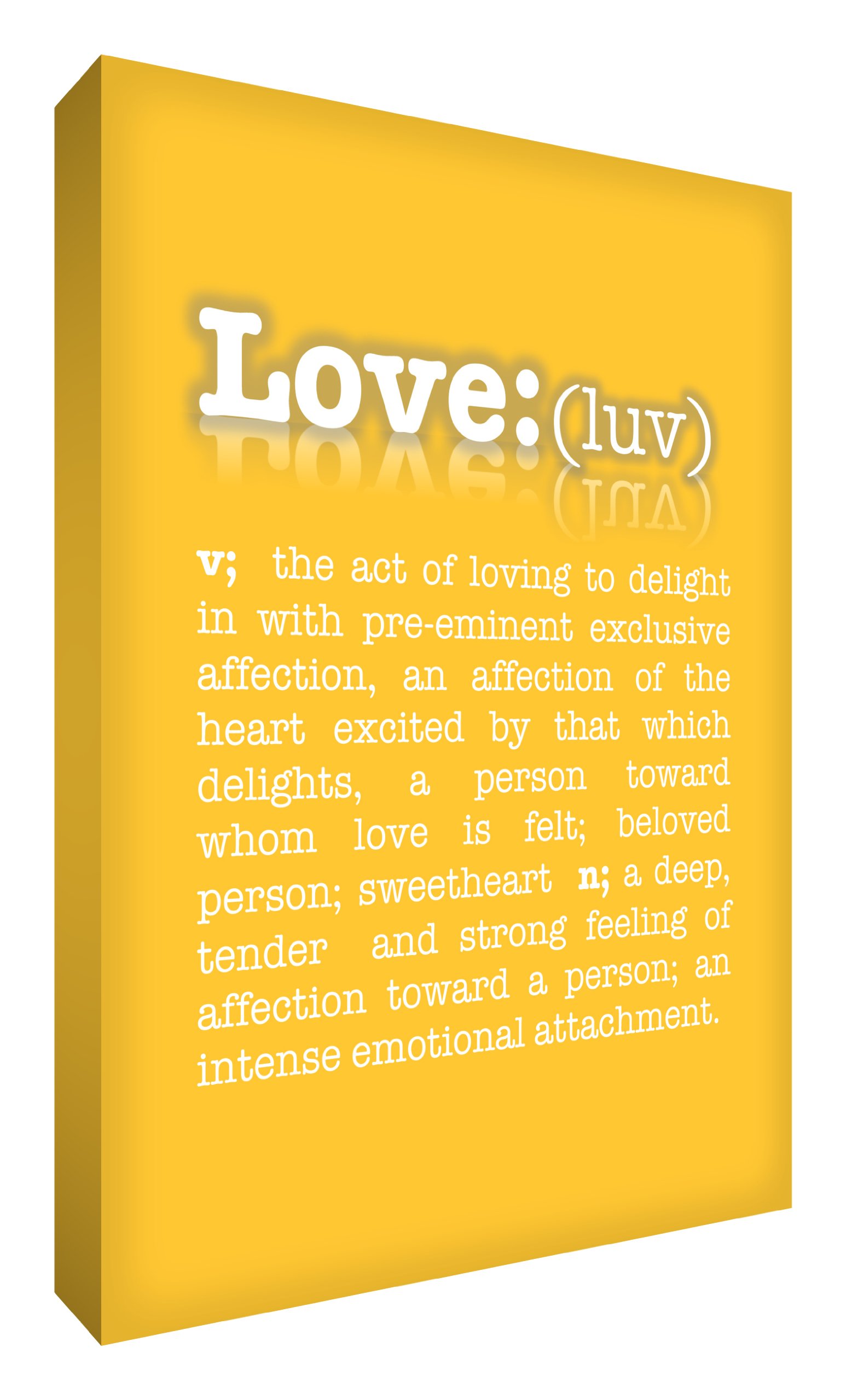 Toile Typographie Moderne Jaune A2 Grand Dictionnaire Produit of Love décoration murale canvas