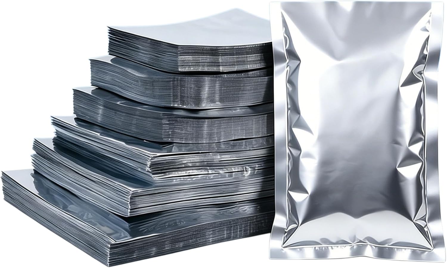 Multi-Size ESD Three-Side Seal Metallized Vacuum Bags, 16C Double-Layer Light-Block Vacuum Pouches (15x20cm,100)