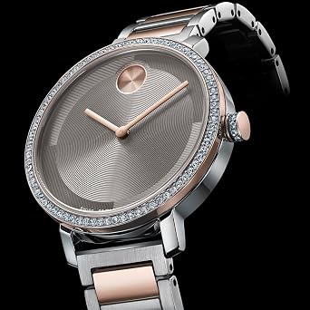 Movado Bold Women's Rose Gold Crystal-Set Watch - Swiss Quartz Movement, 3 ATM Water Resistant Luxury Timepiece - Gift for Her - 34mm