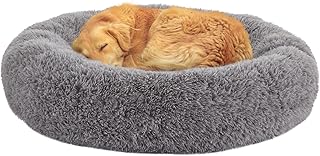 URGVANZ PET Dog Beds for Large Dogs, Calming Donut Dog Bed, Round Fluffy Dog Beds, Plush Pet Bed for Dogs Up to 80Lbs, 34inch
