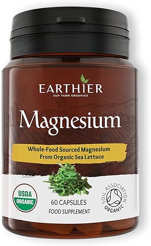 Alimentos integrales de magnesio orgánico obtenidos y certificados por Soil Association Cápsulas veganas