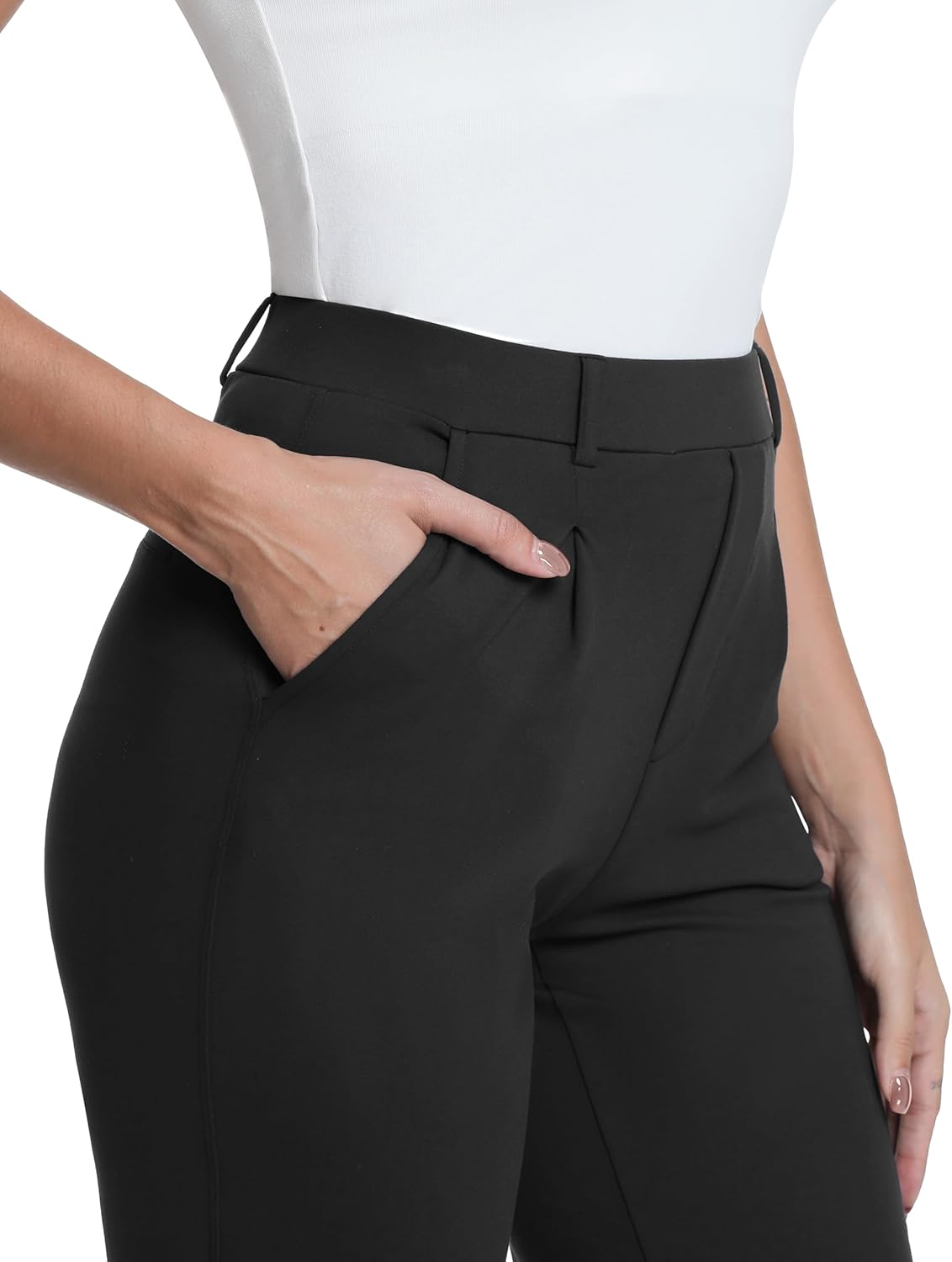 Womens Dress Pants Wide Leg Work Pants High Waisted Casual Stretchy Slacks Business Office Trousers with Pockets - Image 4