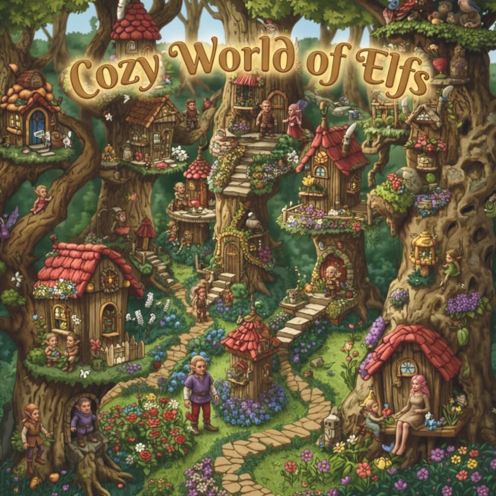 Cozy World Of Elfs: Little Tree Houses Coloring Book