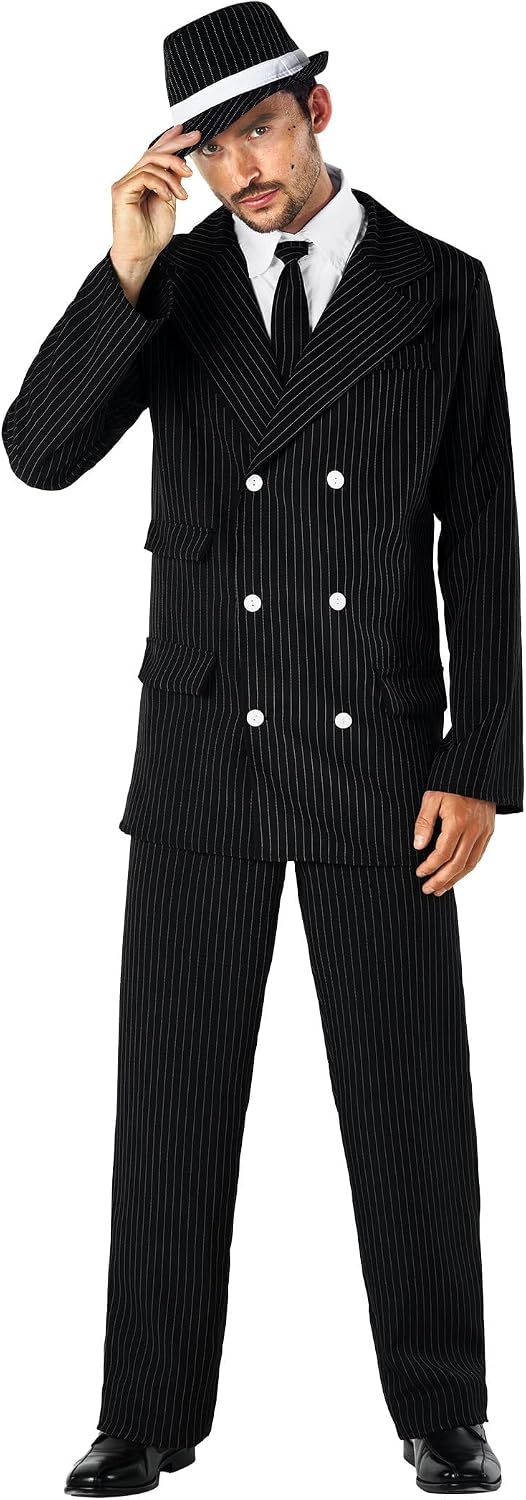 fun shack Gangster Costume Men - 1920s Roaring 20s Adult Gangster Outfit - Vintage Style Costume for Parties