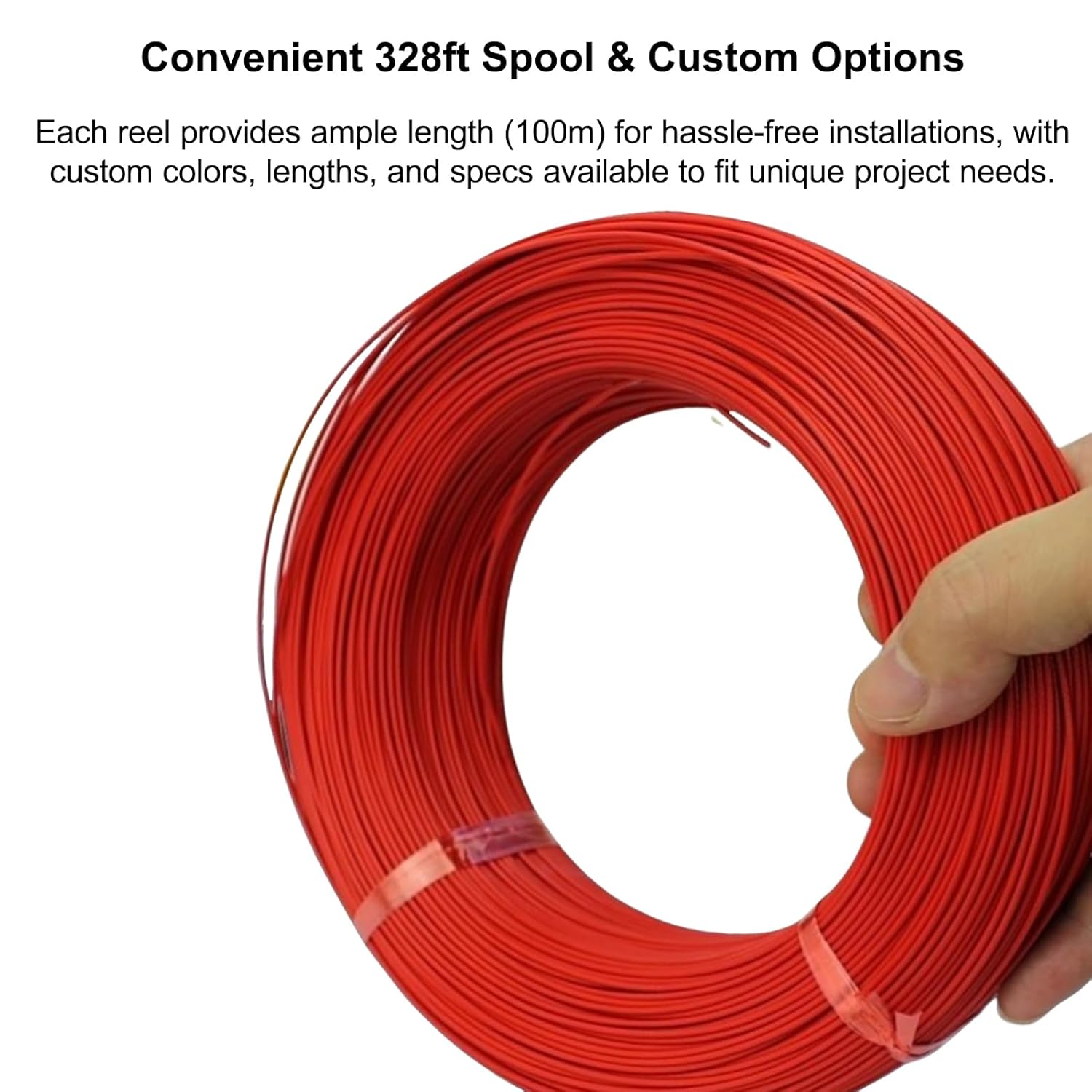328ft 18 AWG Inductive Loop Wire, 19 Strands Single Core Tinned Copper, –60°C to +200°C High Temperature Resistant PTFE Insulation, for Vehicle Detection and Traffic Control