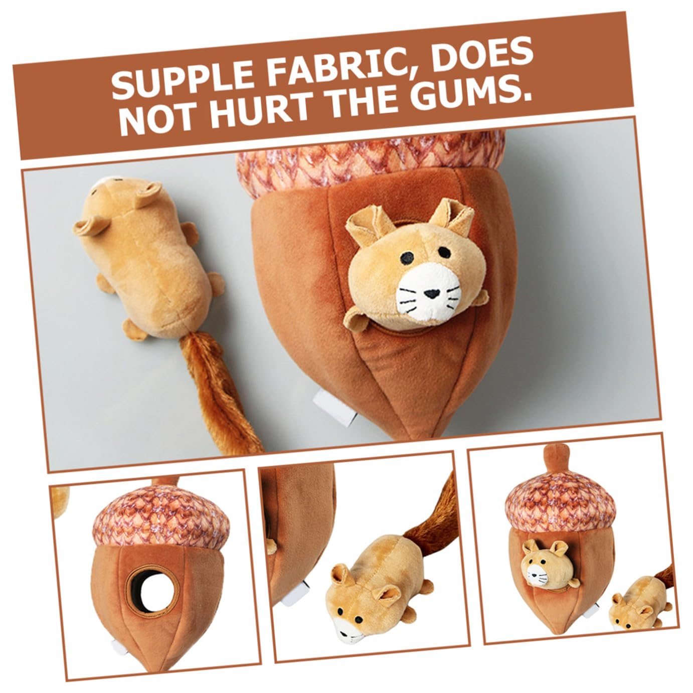 ibasenice 1ensemble Jouet Interactif Peluche pour Chien Squeaky Toy Écureuil Noix pour Mastication Réduit Ennui Et Objets Maison