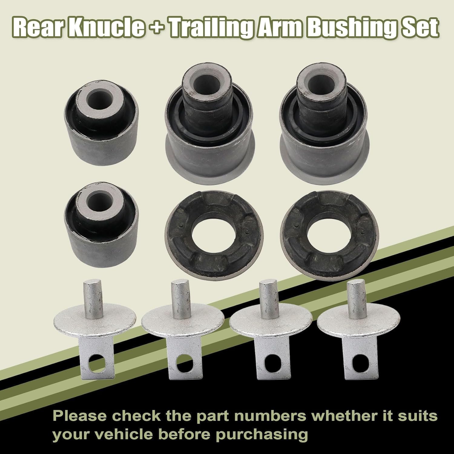 Priprilod Rear Knucle & Trailing Arm Bushing Set Both Sides Compatible With Honda CIVIC 2006-2011# 52370-SNA-906 52370-SNA-A06 52371-SNA-A06