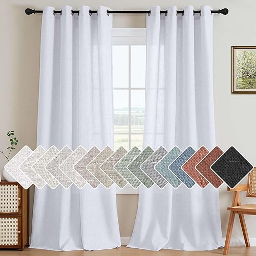 H.VERSAILTEX - Juego de 2 cortinas de lino natural para ventanas (mezcla de lino), cortinas premium, cortinas suaves que reducen la luz,paneles