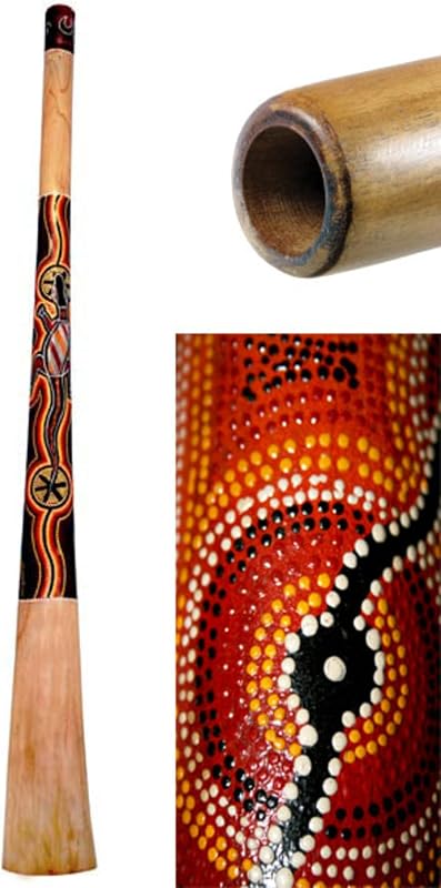 Didgeridoo madera de teca pintada (51 pulgadas) | Didgeridoo diseñado para tonos profundos y práctica musical; detalles clave: 51 pulgadas, teca, madera de teca, madera, pintado.