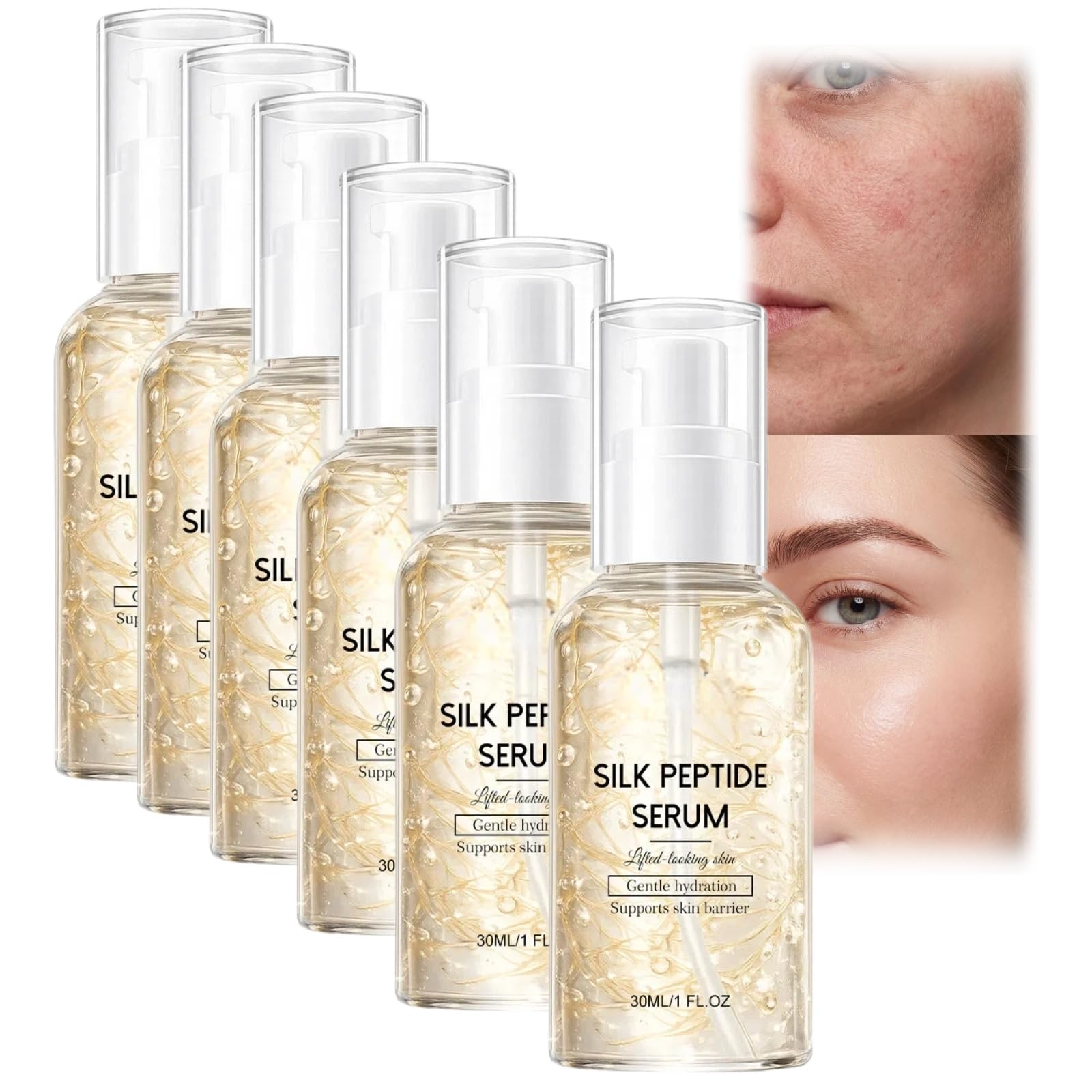 Deep Collagen Silk Peptide Lifting Serum wygładzające i nawilżające krem do twarzy, intensywnie nawilżający i ujędrniający esencja do twarzy, lekka codzienna esencja do pielęgnacji skóry (6 sztuk)