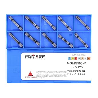 MGMN300-M Carbide Grooving Inserts for MGEHR/L and MGIVR/L Grooving Cut-Off Tool Holder, Installed with KOLORY, PVD Coating, 10pcs