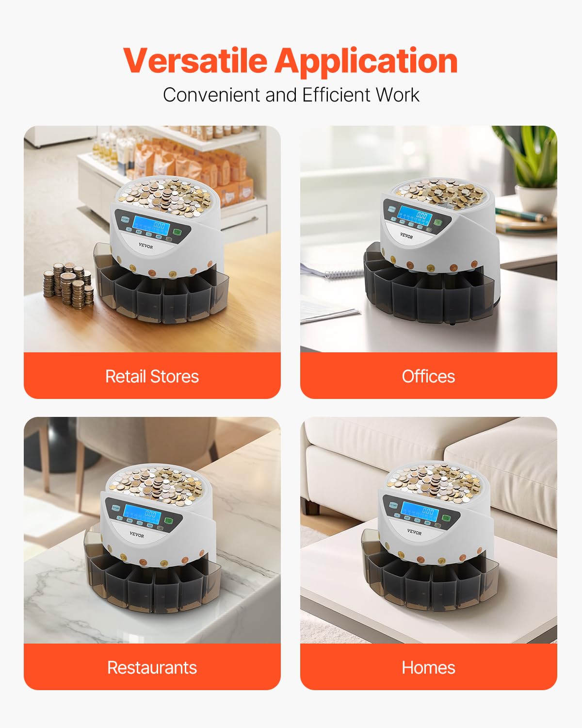 VEVOR Compteuse de Pièces Euros 8 Types 850PCs Écran LCD