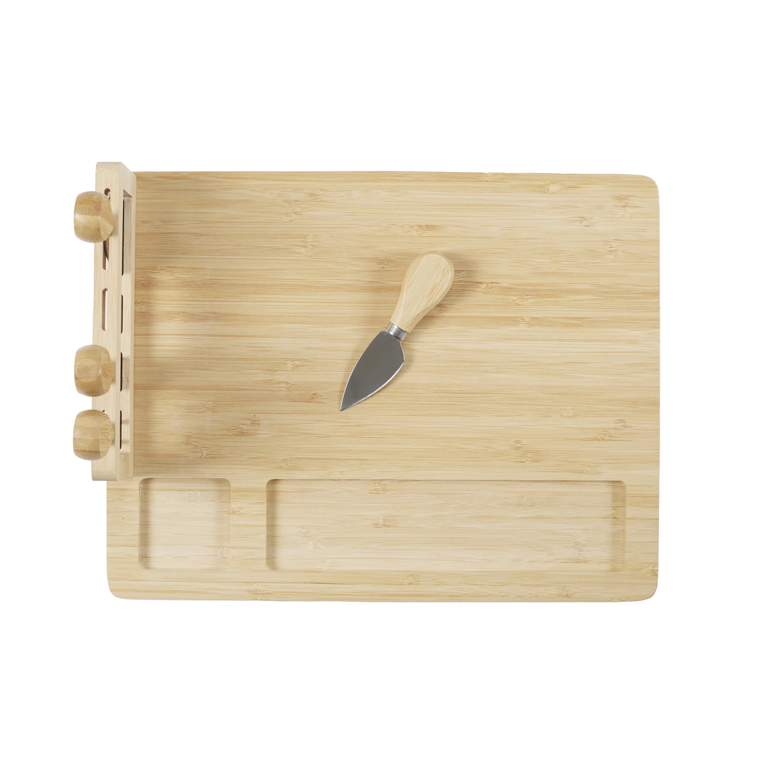 La Chaise Longue Planche à Fromage 4 Couteaux Bambou et Acier Naturel