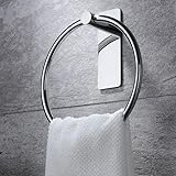 iSTAR Stainless Steel Self Adhesive Round Towel Ring | No Drilling Wall Mounted Bathroom Accessories | Durable Napkin Hand Towel Holder for Kitchen, Wash Basin, Home and Hotels (Chrome Finish)
