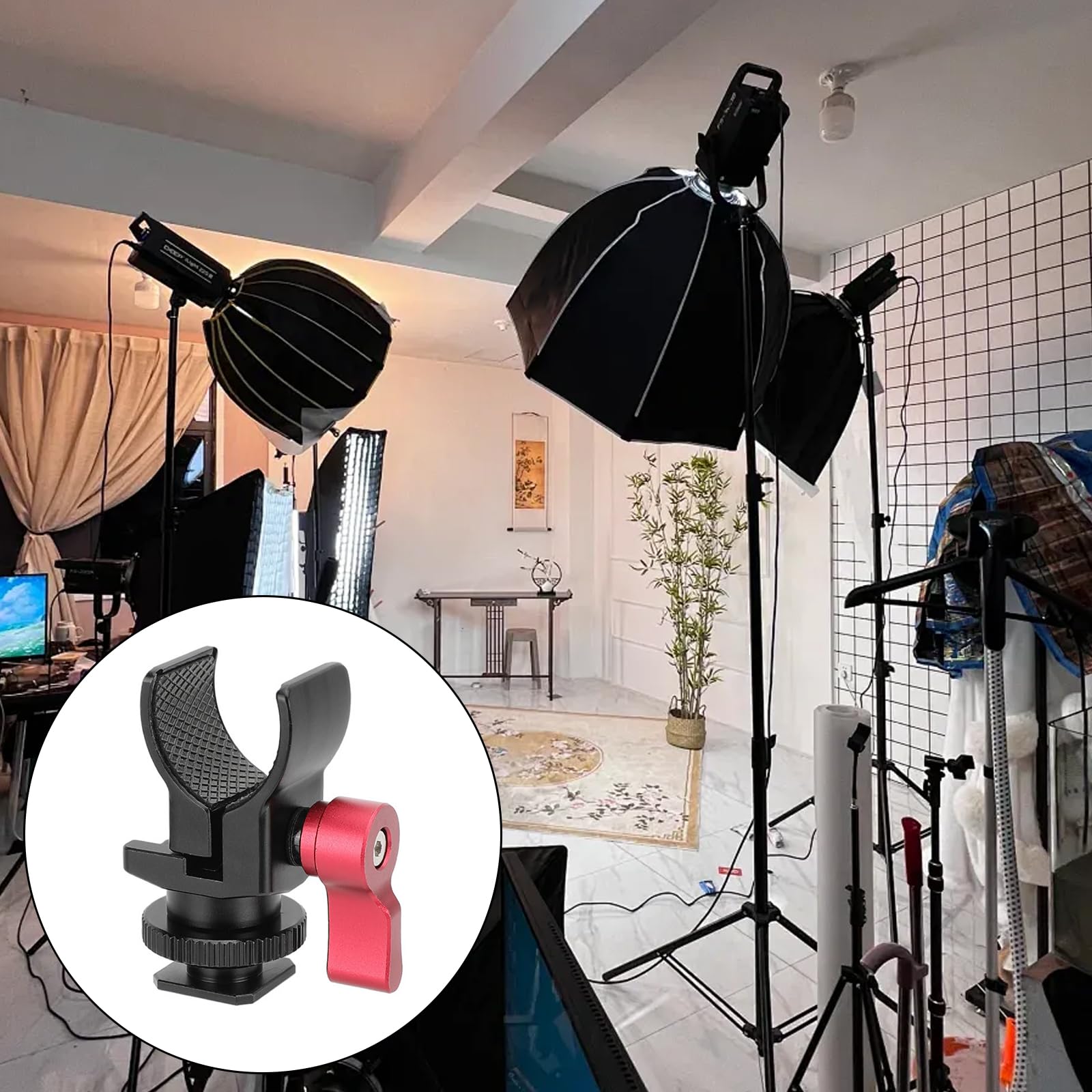 Soporte de aleación de aluminio para micrófono de zapata fría para fotografía y videografía, amplio uso, color negro