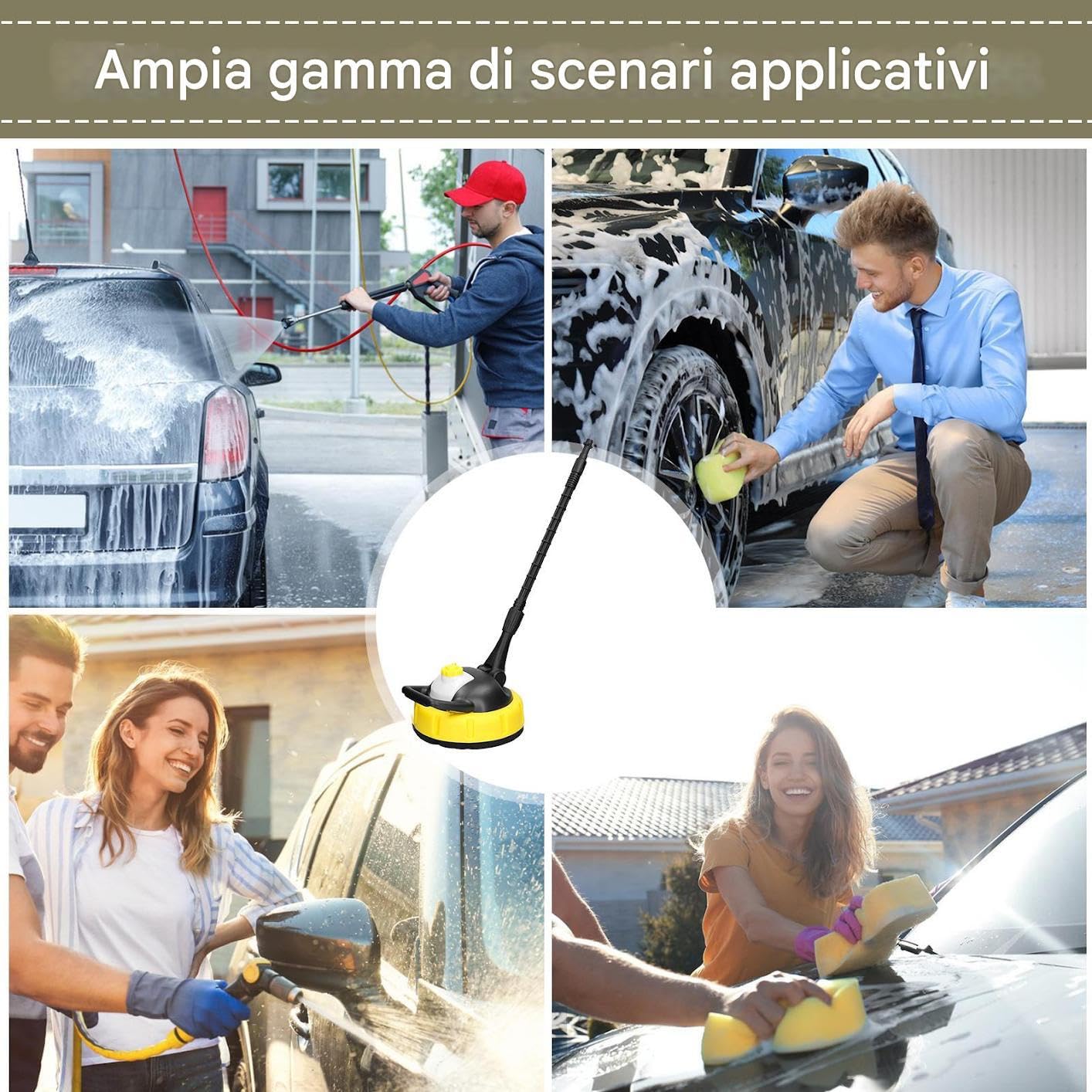 Limpiador para Hidrolimpiadora Portátil Multiusos Con Mango Largo | Con Adaptador Limpiador De Suelos Para Exterior, Entradas, Patios, Aceras, Terrazas, Suelos, Hormigón, Piedra Y Ladrillo